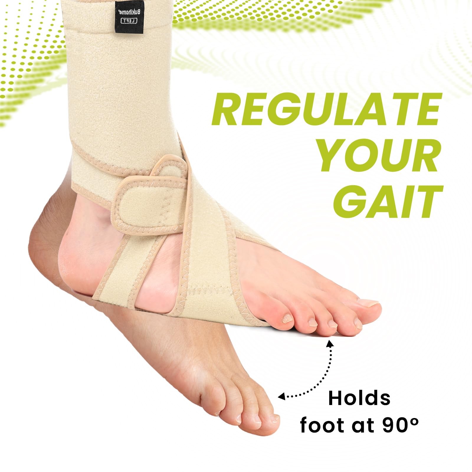 Bukihome Foot Drop Brace Adjustable AFO Right Black Unisex Nylon Support