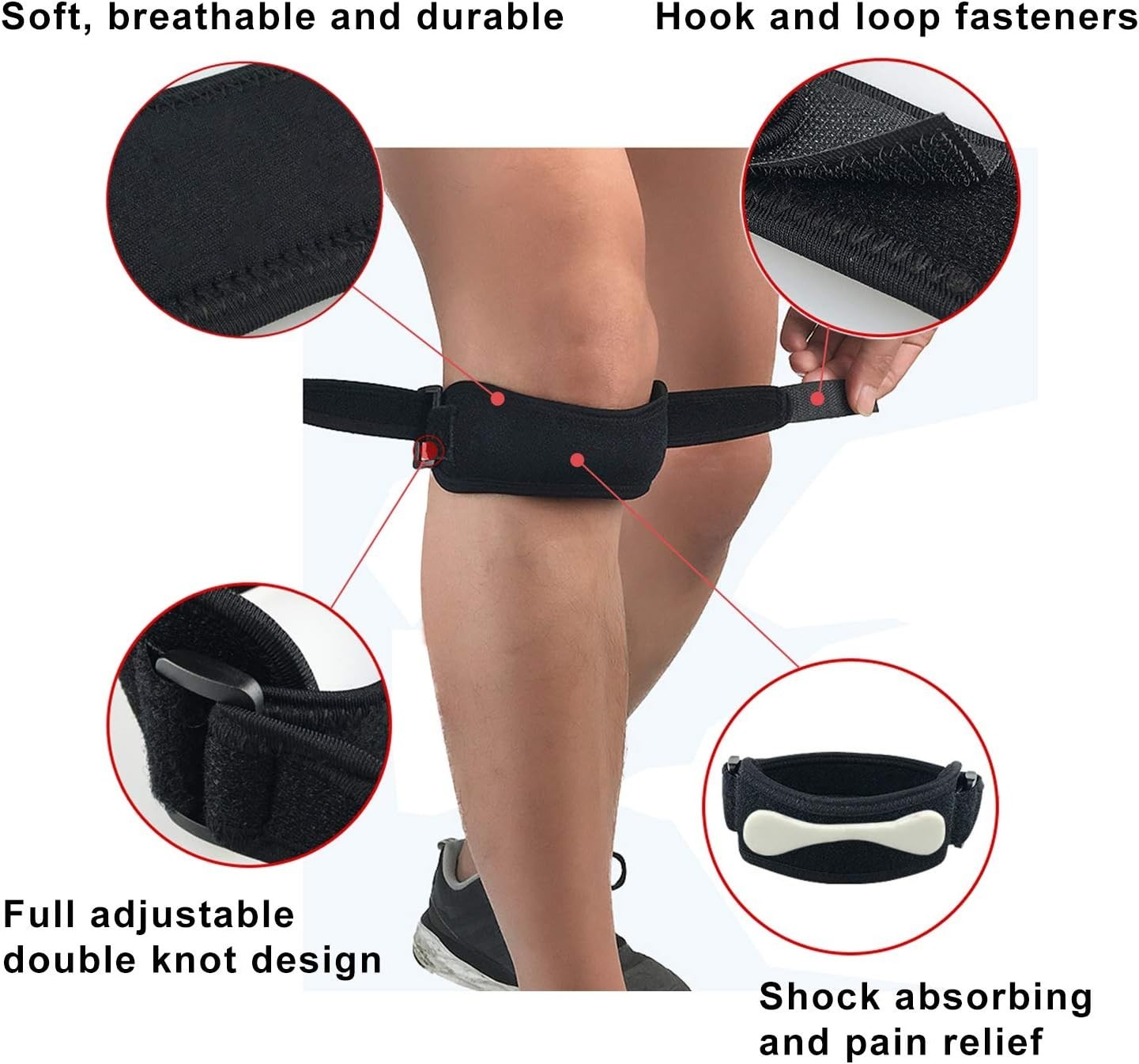 2 Pack Patella Tendon Knee Straps for Knee Pain Relief, Knee Brace for Women Men
