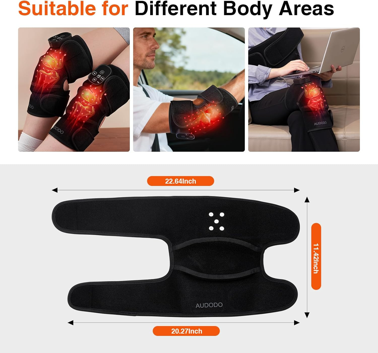 Red Light Knee Brace with Vibration for Pain Relief, Cordless Knee Massager with