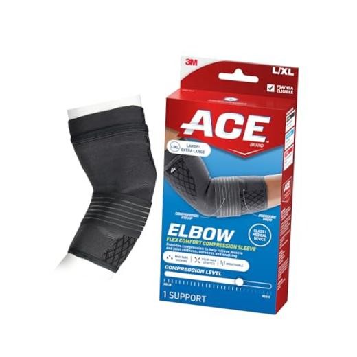 ACE Brand Flex Comfort Compression Elbow Sleeve 208707, L/XL Large/X-Large