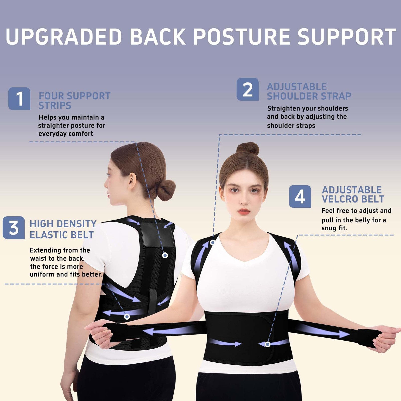 Posture Corrector for Women and Men, Full Back Brace Small, Black