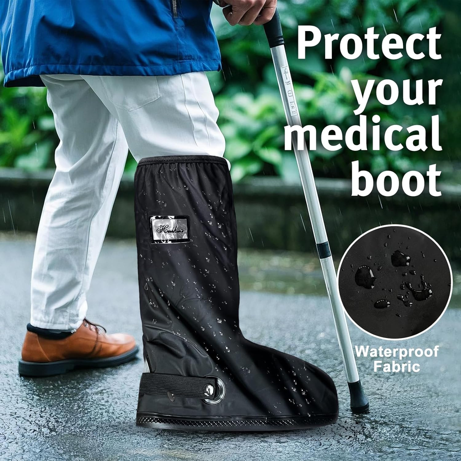 Water Resistant Walking Boot Cover for Orthopedic Boots With Anti-Slip Fractured