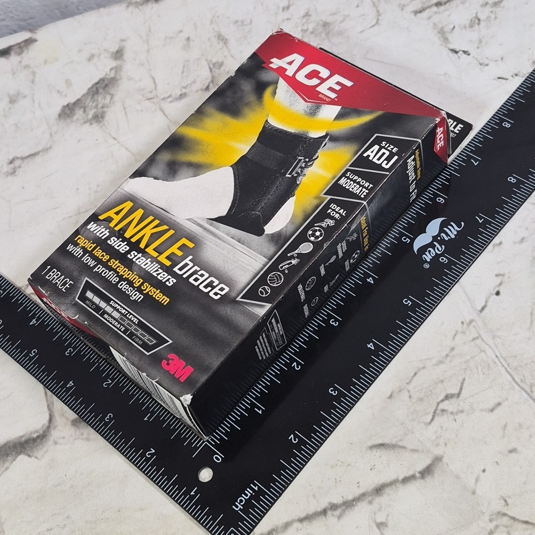 ACE Brand Ankle Support with Side Stabilizers Adjustable Black 1 Brace Open Box