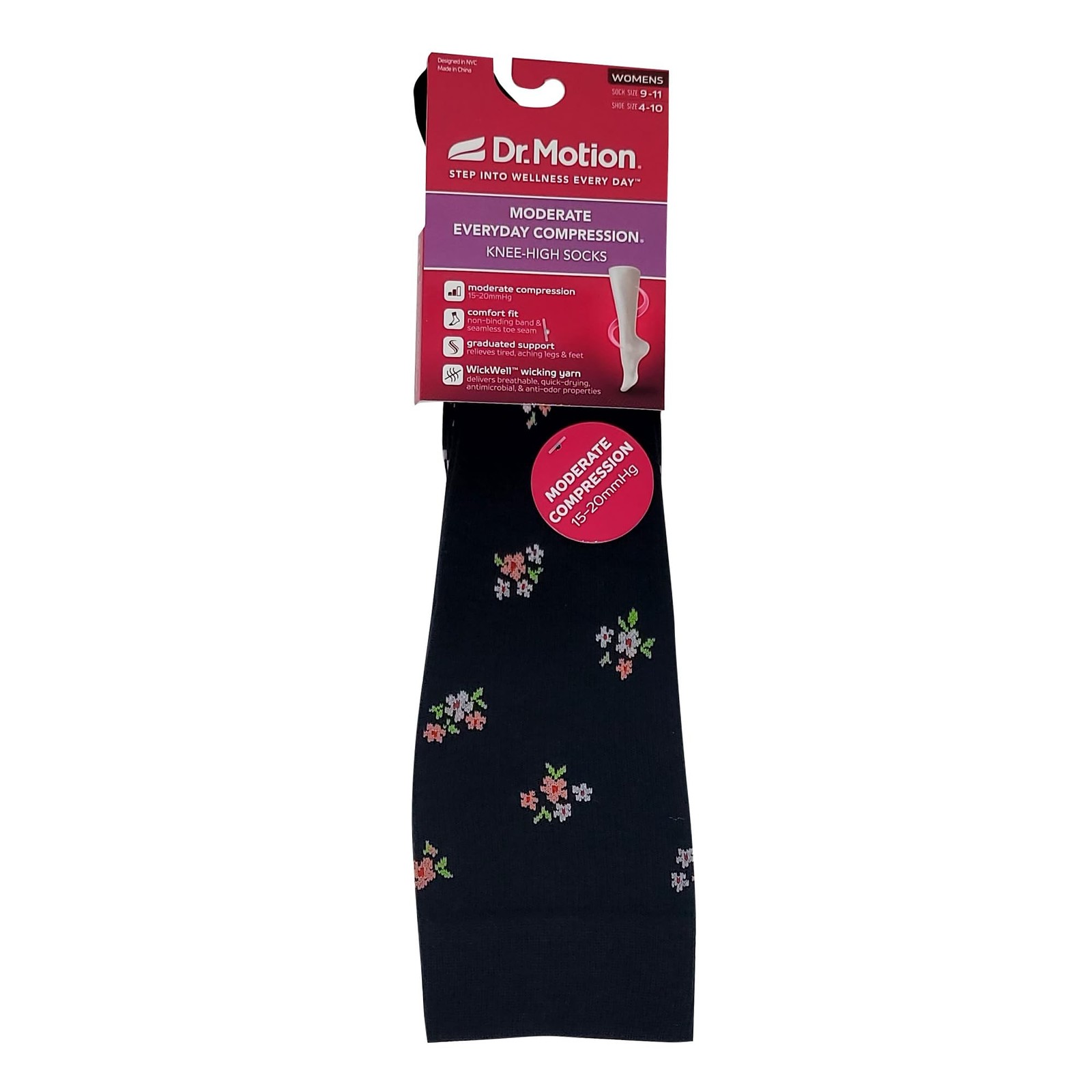 Dr Motion Womens Compression Knee High Socks 15-20 mmHg 3 Pairs