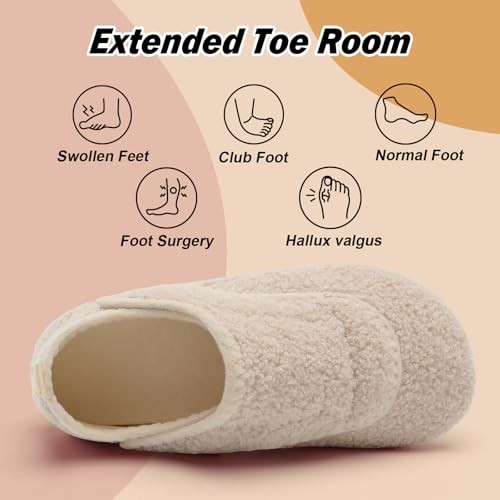 Slippers for Women Men Wide House Diabetic Shoes 5.5-6.5 Women/4-5 Men Beige