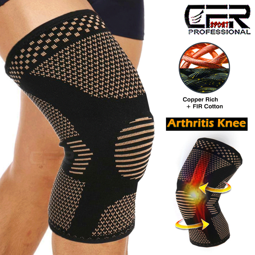 Copper Knee Brace Support Compression Sleeve Football Joint Pain Arthritis Strap