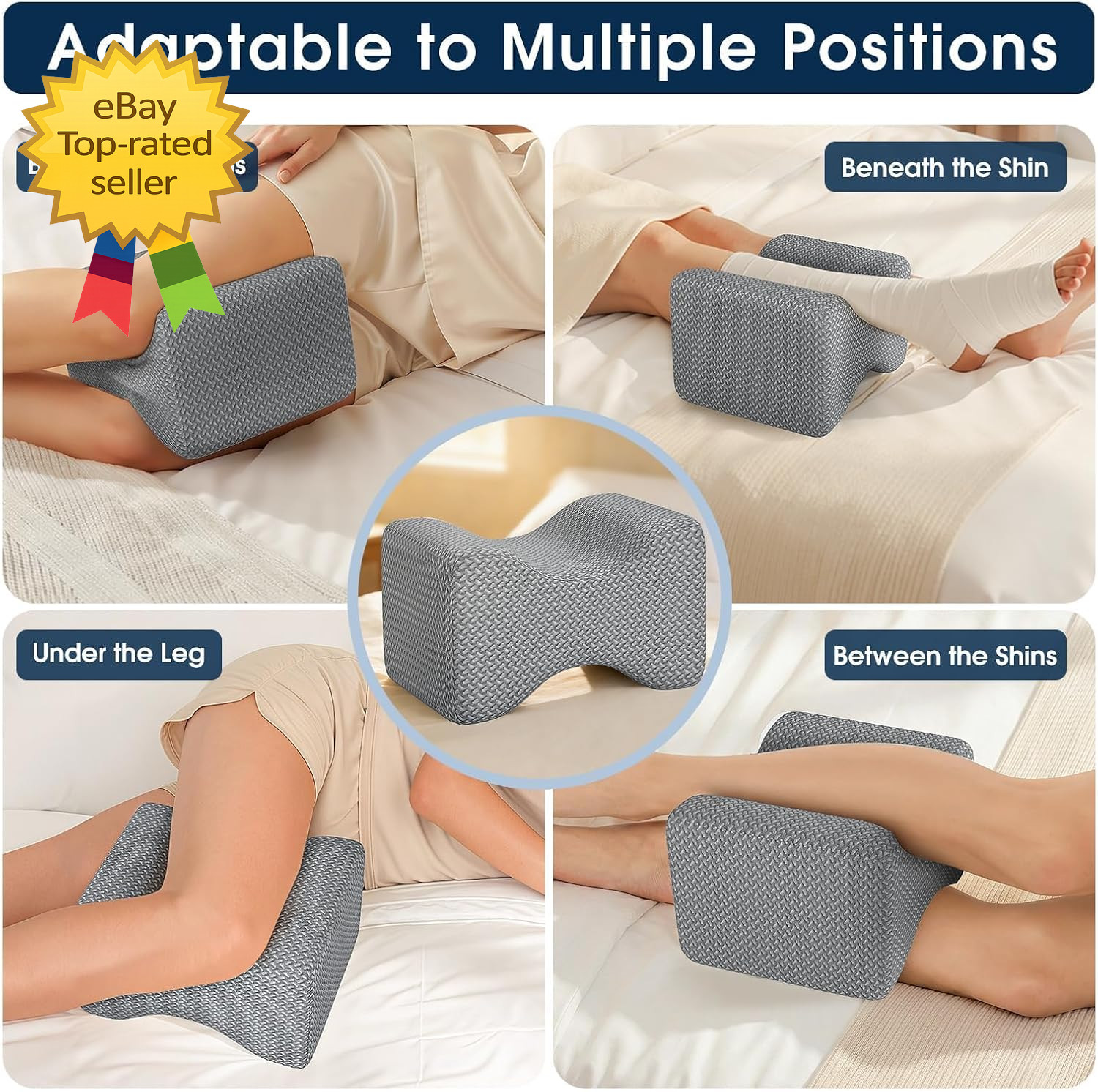 Memory Foam Knee Leg Pillow Side Sleepers Ergonomic Hip Back Support Grey Large