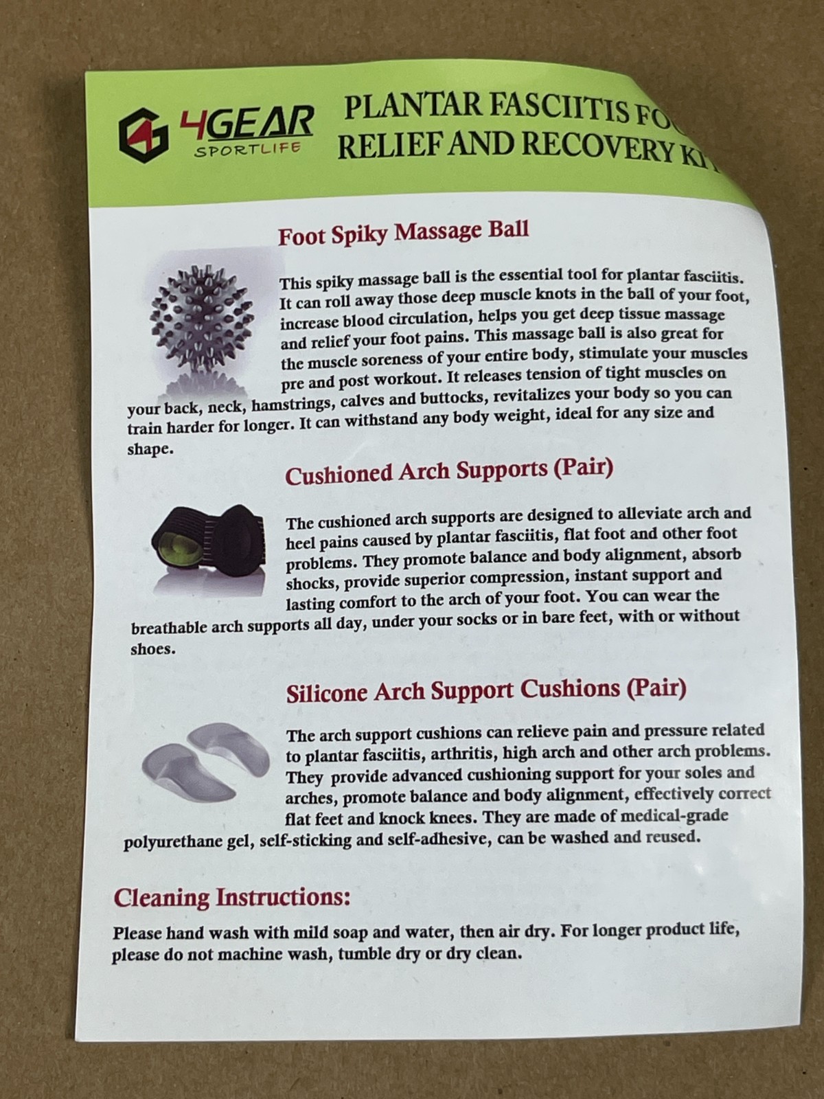 4GEAR SportLife Plantar Fasciitis Foot Relief Recovery Kit S/M New Complete