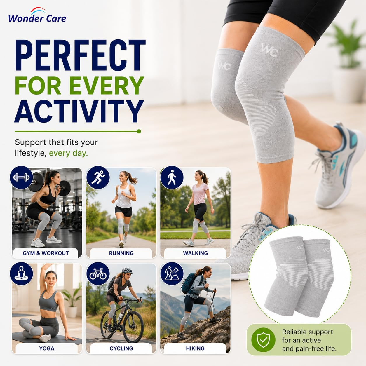 2-Pack Bamboo Knee Compression Sleeve for Men and Women, Compression Knee Sleeve