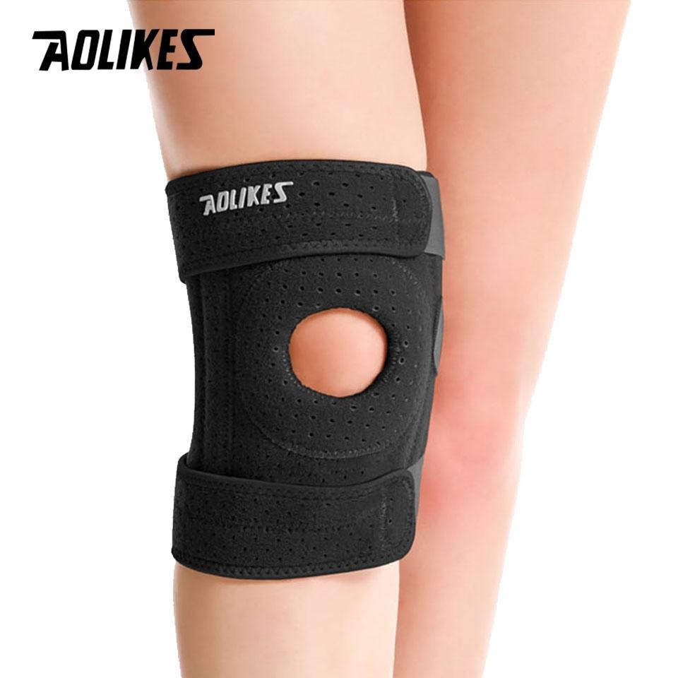 Aolikes 1pcs Breathable Four Spring Knee Support Brace Kneepad Adjustable Patell