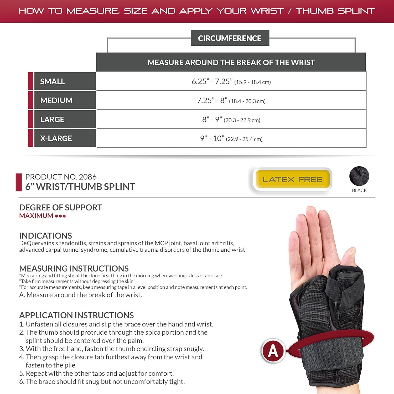 OTC Lightweight Breathable Wrist/Thumb Splint, Right, Small