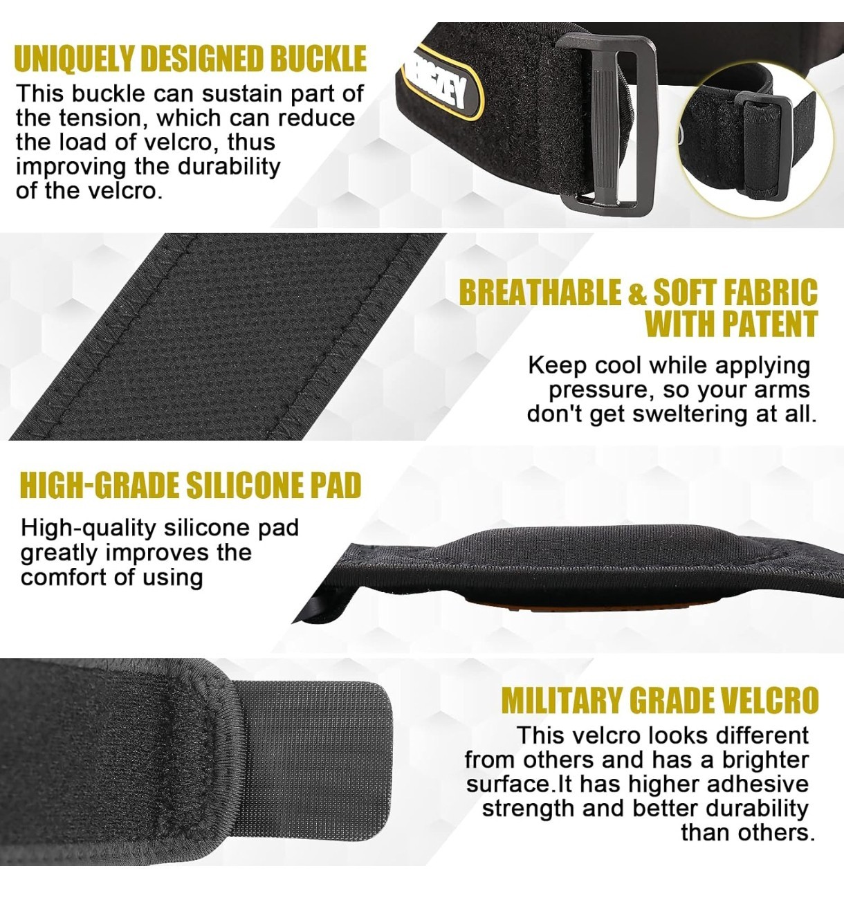 HENGZEY Elbow Brace for Tendonitis and Tennis Golfers Elbow Strap Pain Relief