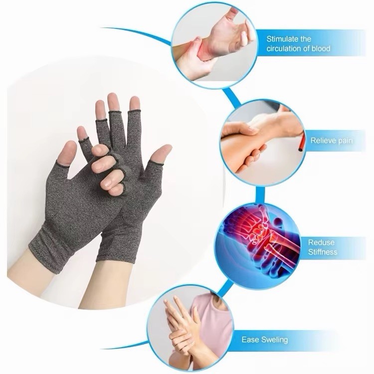 Fingerless Compression Gloves Arthritis Pain Relief Hand Wrist Support S M L XL