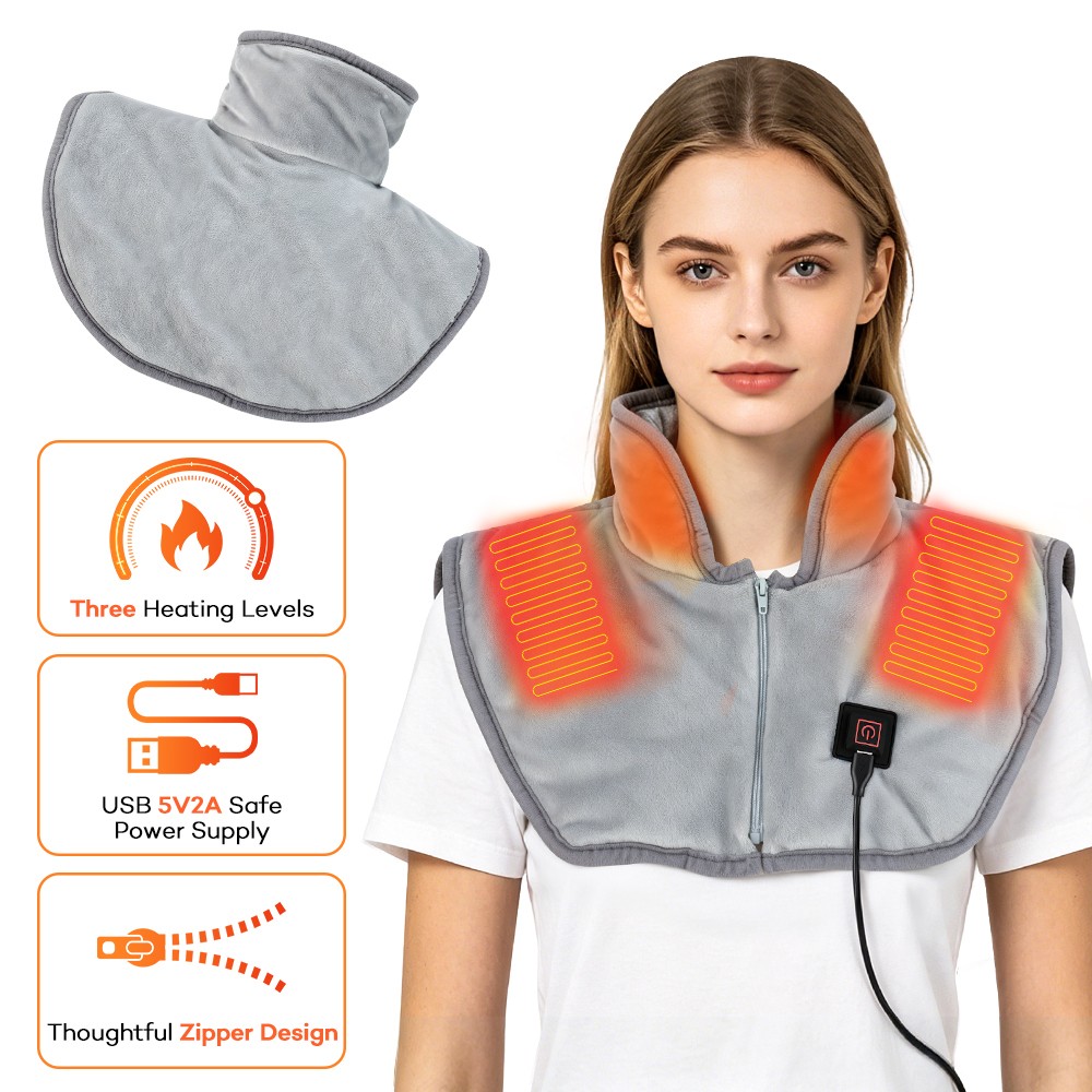 USB Heating Pad for Neck and Shoulder Winter Heated Warmer Shawl Neck Wrap Gift