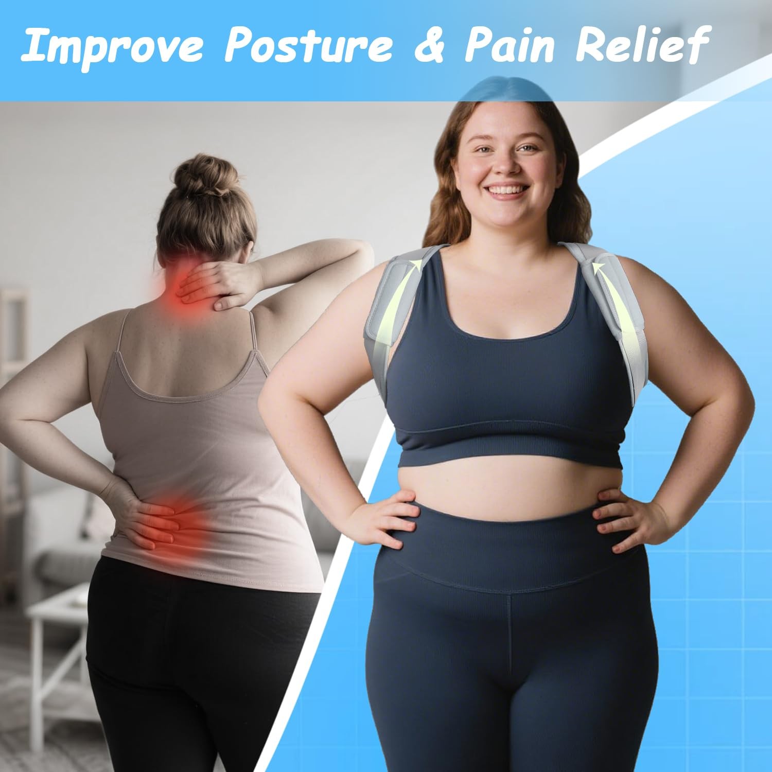 Plus Size Back Brace, XXXL to 6XL Brace Posture XXX-Large, Gray