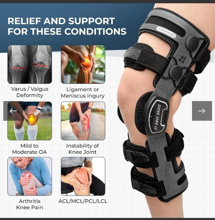 Z1 ONE K4 OsteoAlign Hinged Knee Brace Adjustable Anti-Slip Silicone Neoprene