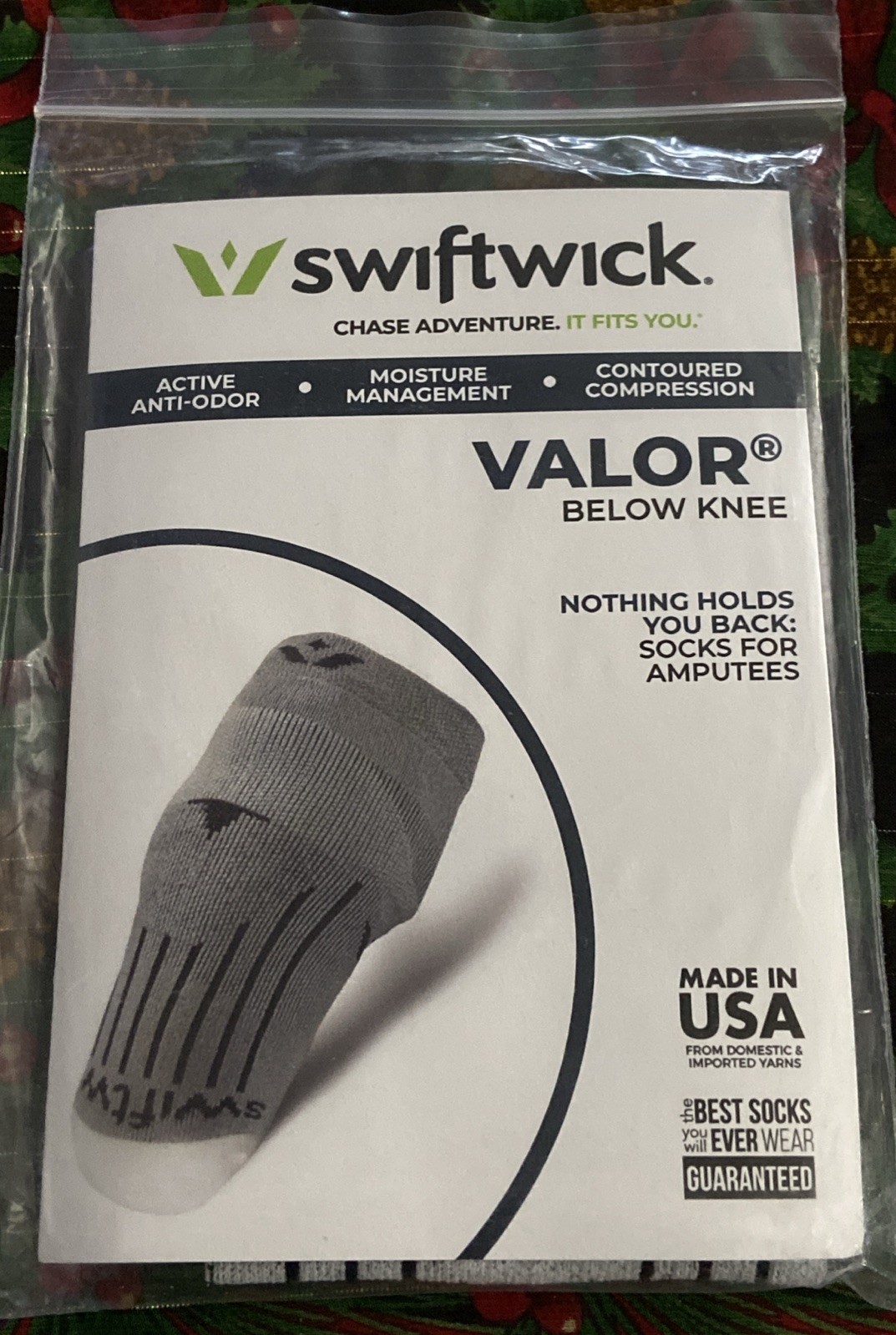 Swiftwick VALOR “BK” Below Knee Prosthetic Liner Size 7