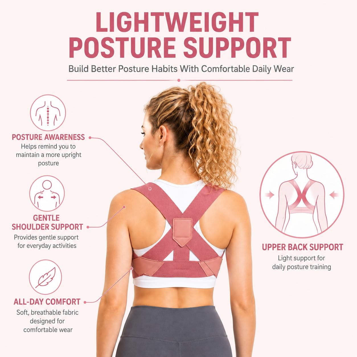 Back Brace Posture Corrector for Women, Adjustable Shoulder Support Strap, In…