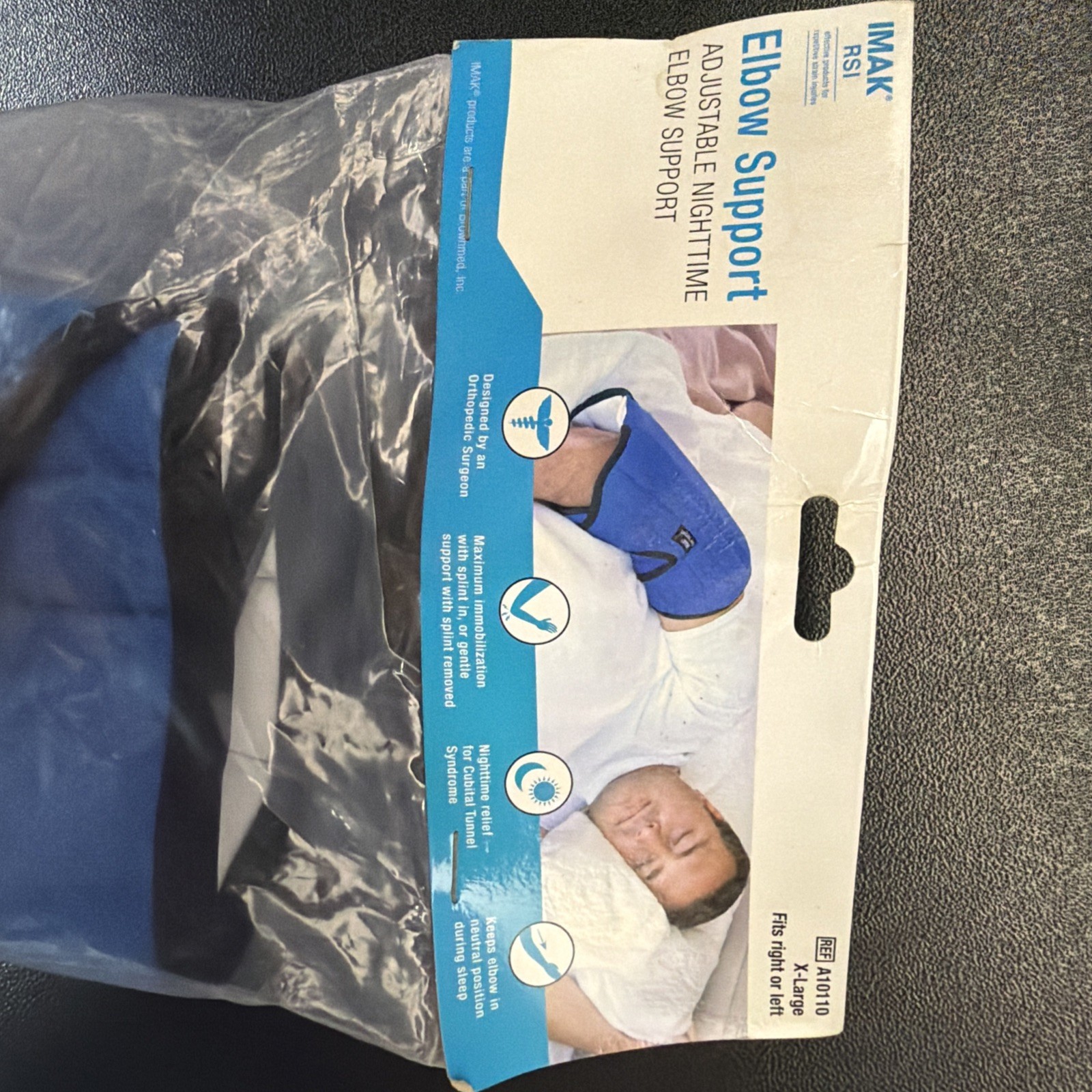 Brownmed IMAK RSI Elbow Support Brace – Blue NEW Adjustable Night-time X-Large