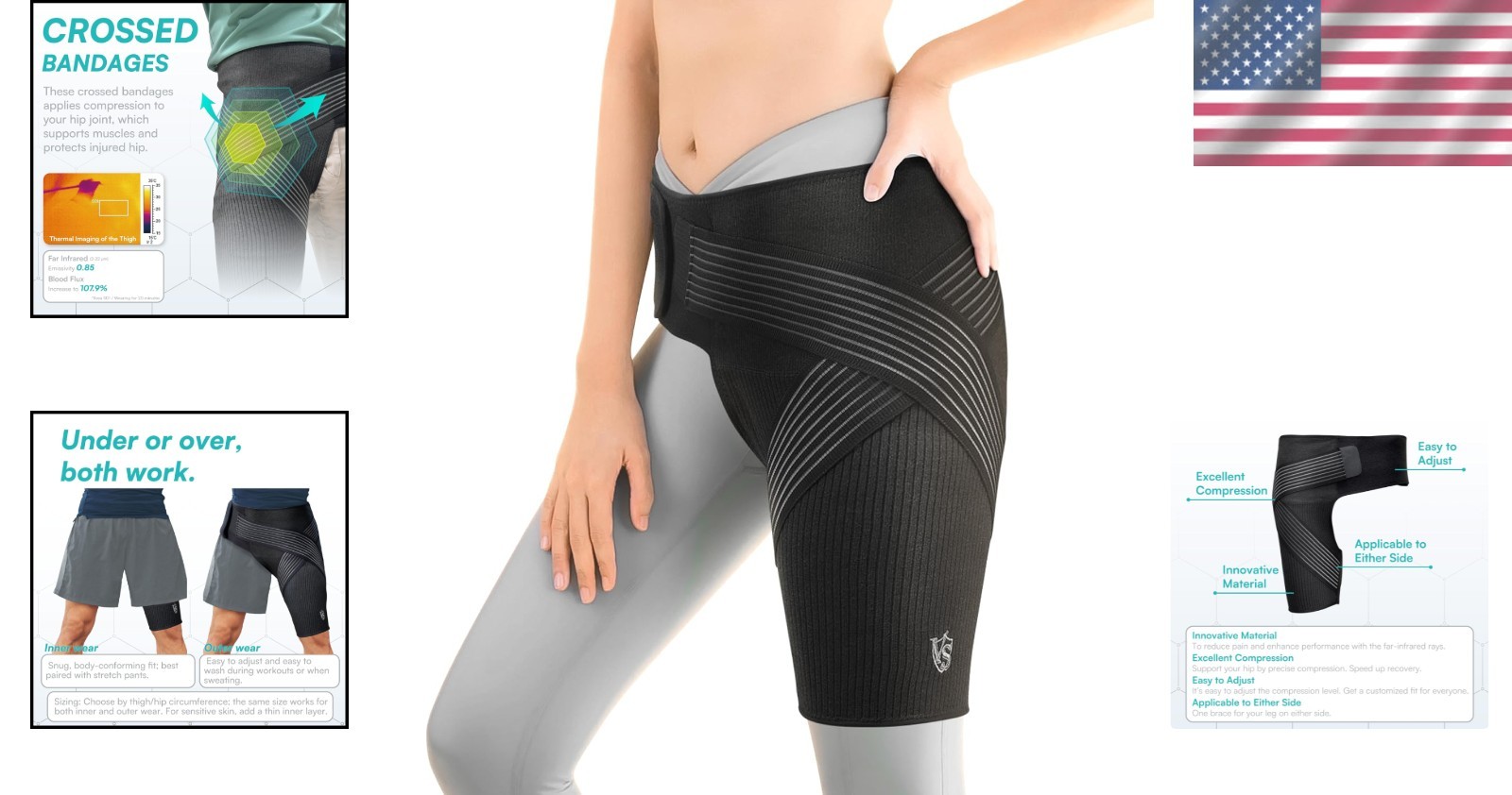 Vital Salveo Hip Brace Medium – -Dynamic Graphene PBM Recovery Support