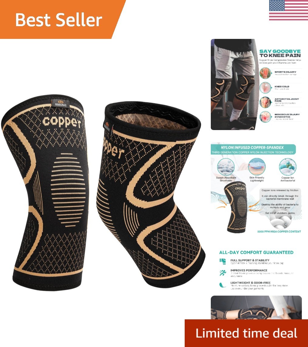 Copper Knee Brace for Women Men 2 Pack, Knee Compression Sleeve for Knee Pain…