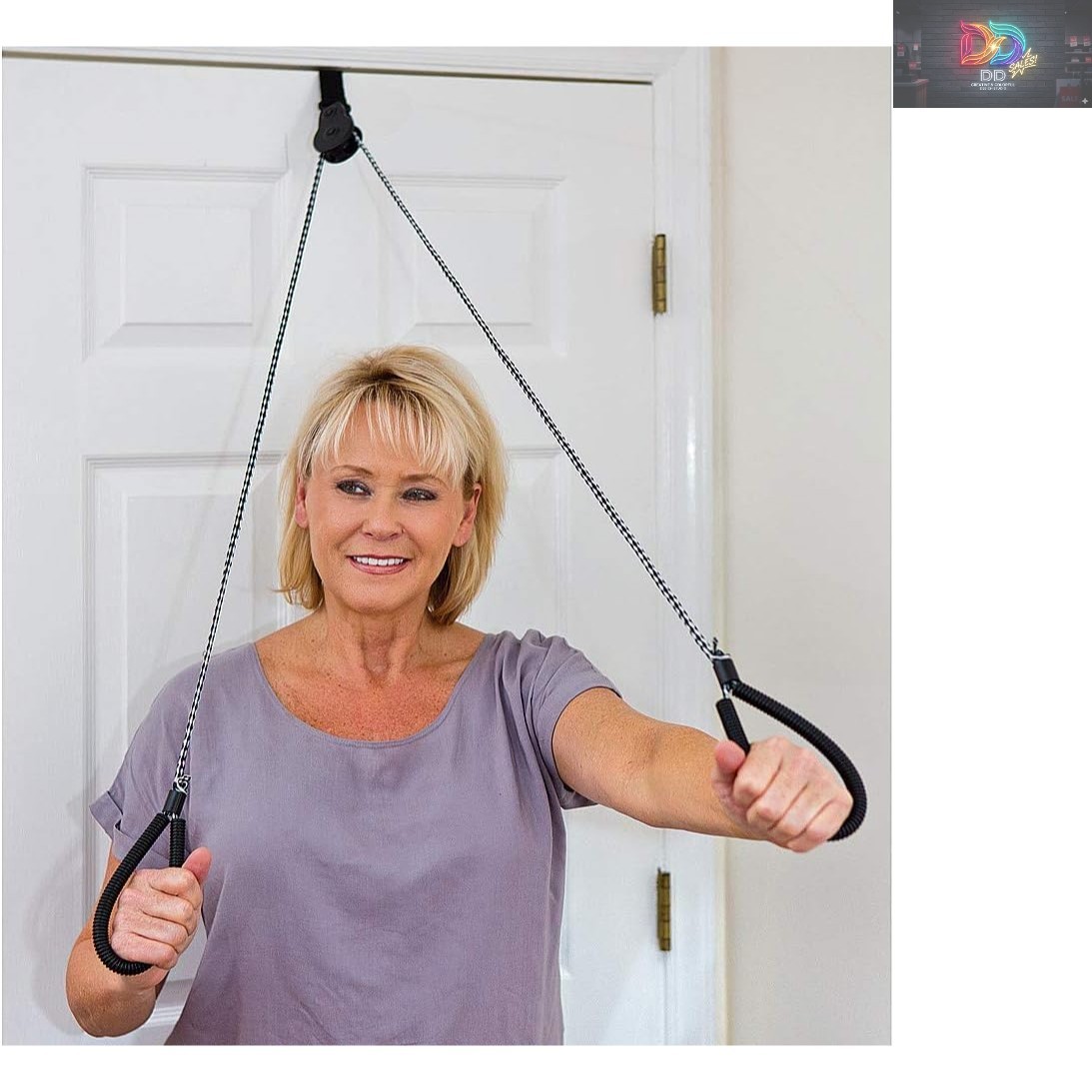Versatile Black Pulley System for Easy Upper Body Workouts – Fitness on the Go!