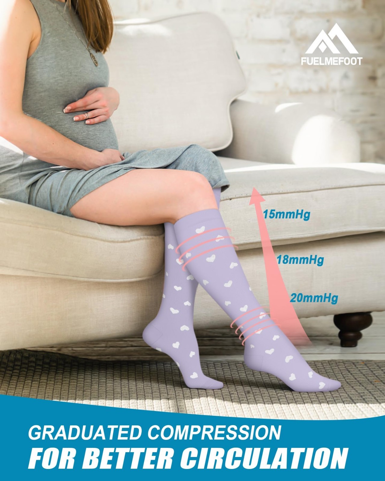 6 Pairs Knee High Compression Socks 15-20mmHg for Men & Women | Circulation Supp