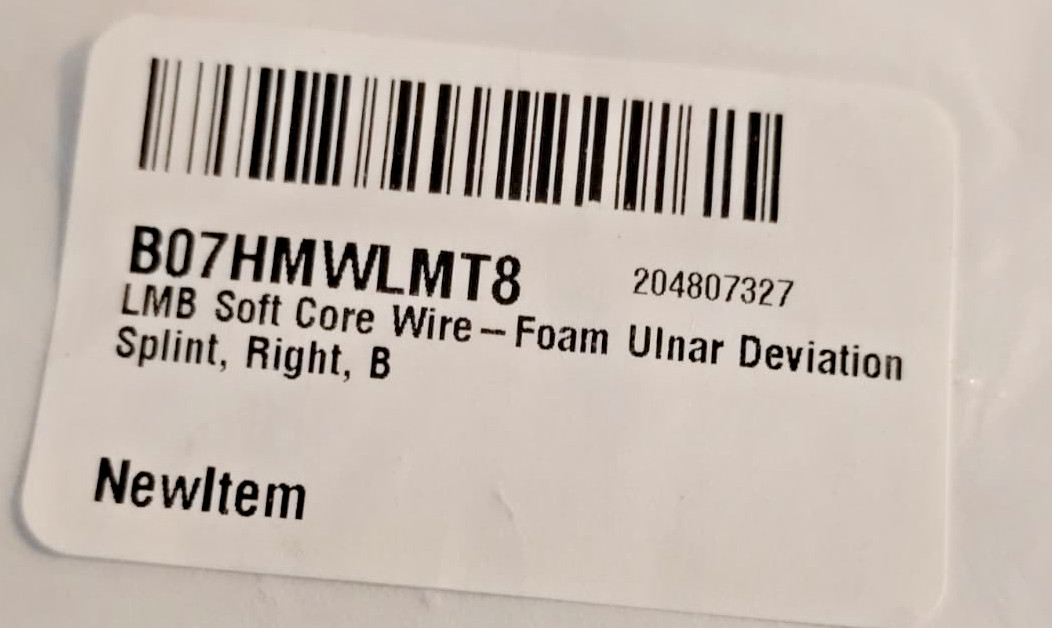 LMB Soft Core Wire-Foam Ulnar Deviation Splint Right Hand, Size B – Supportive