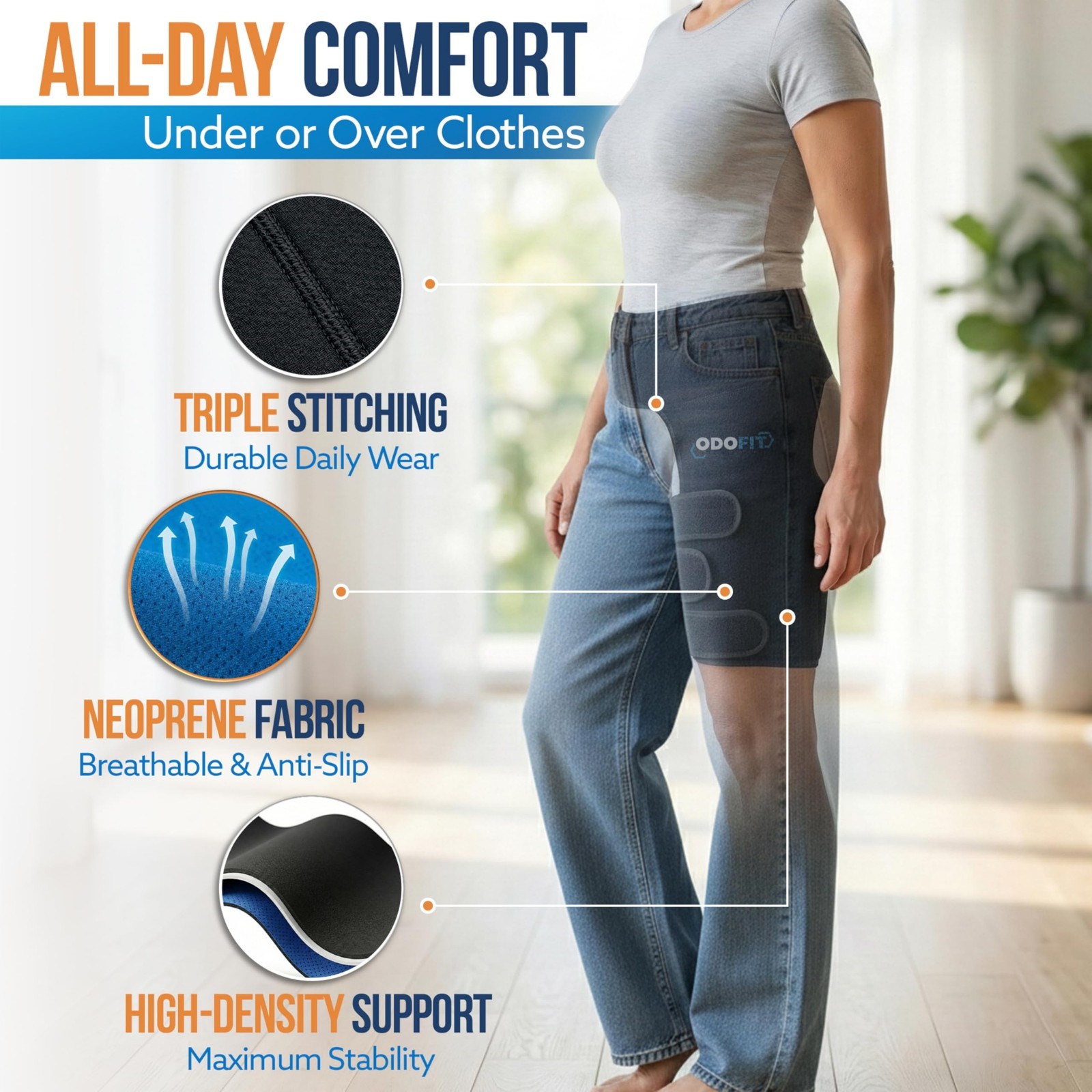 5-in-1 Adjustable Hip Brace for Sciatica Pain Relief, Compression Wrap for Thigh