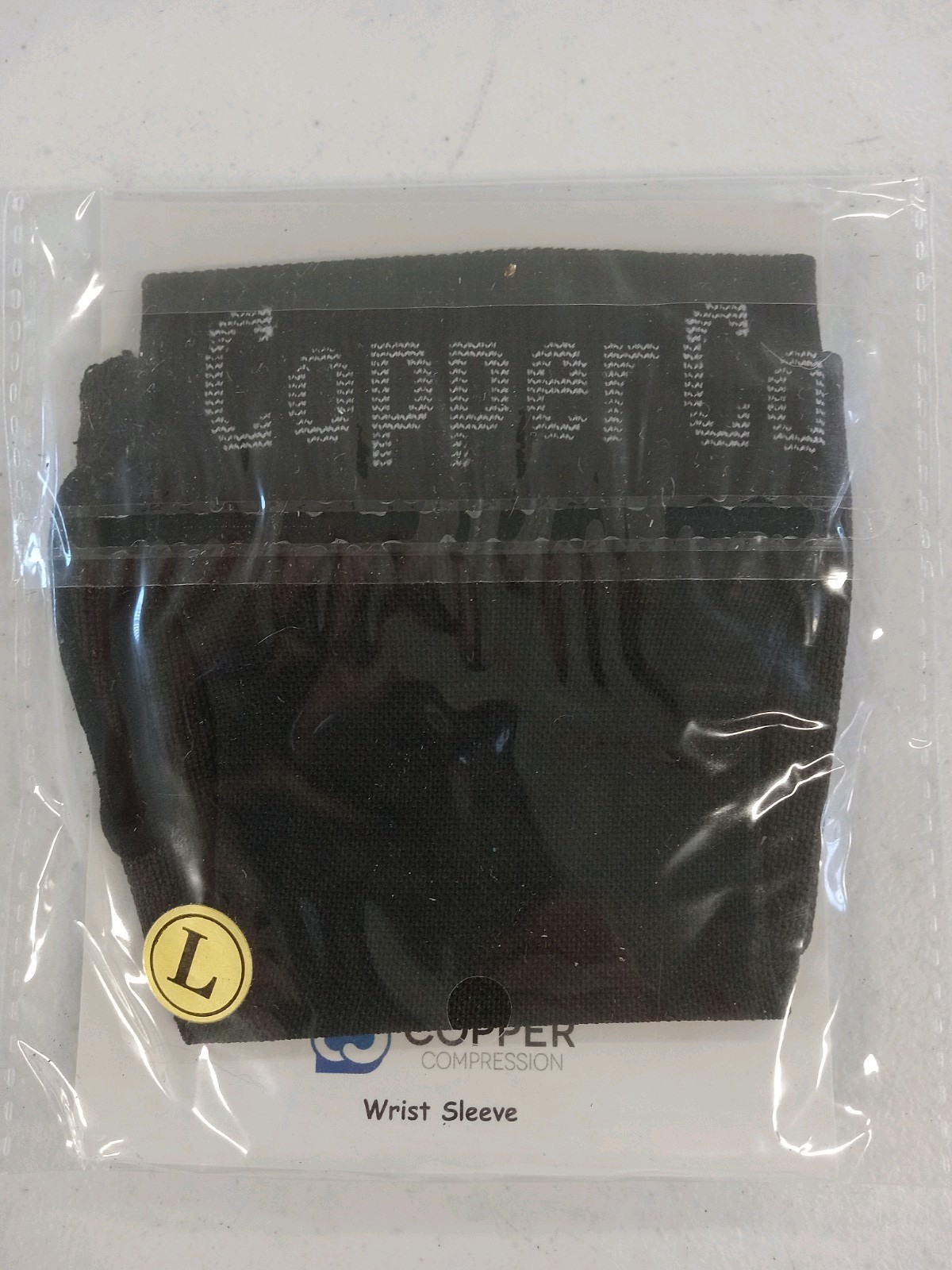 Copper Compression Wrist Sleeve Black L 1 SLEEVE