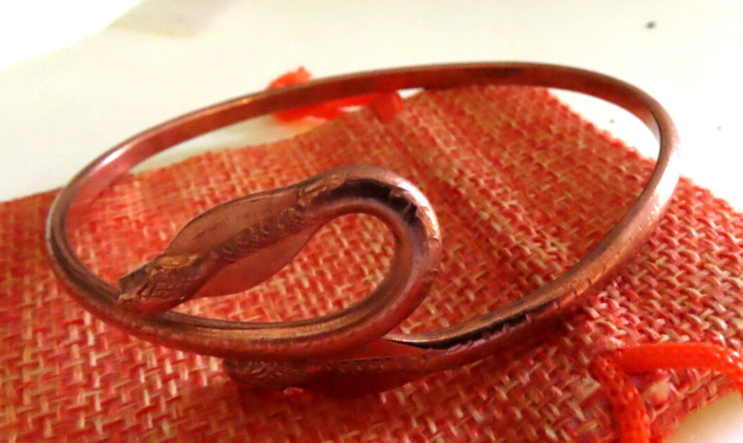 Solid Copper Bracelet, 2 Snake Heads. Arthritis Pain Relief, Adjustable