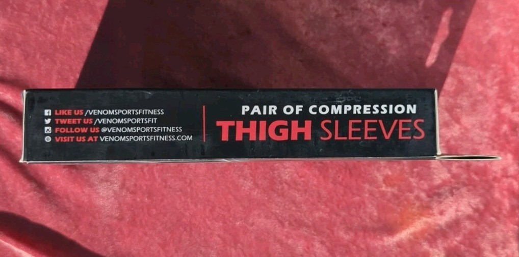 Venom Size M Thigh Compression Sleeve One Pair Support Black Sports Fitness