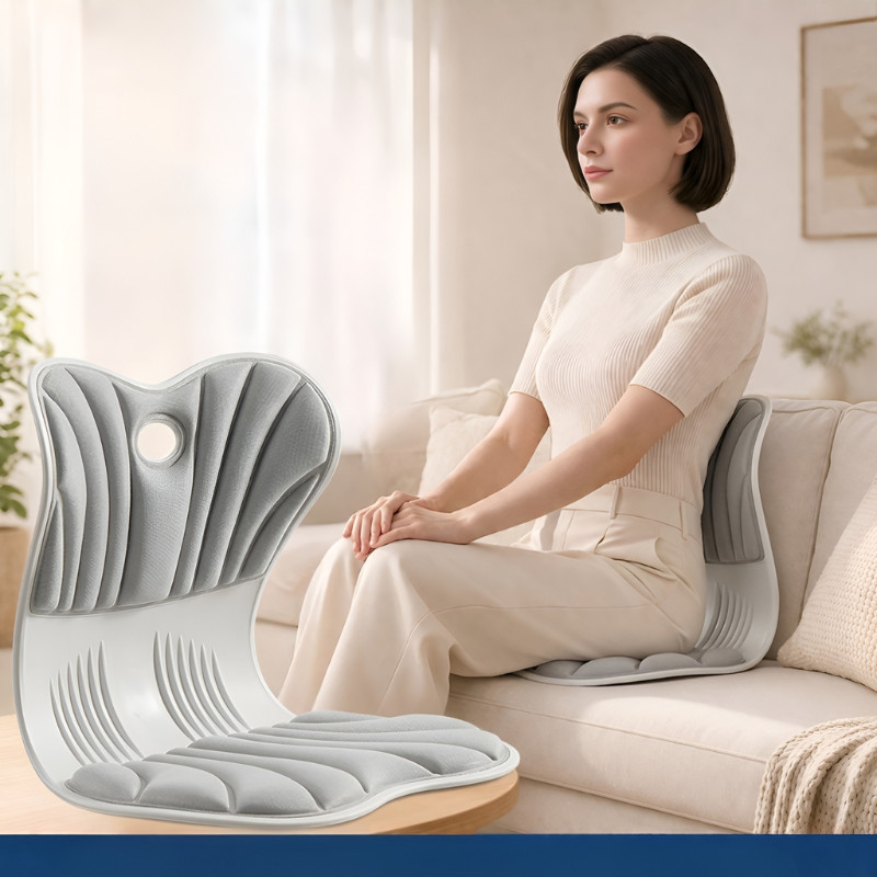 Gray Ergonomic Lumbar Support | Back Support with 6-Region Pressure Reliever