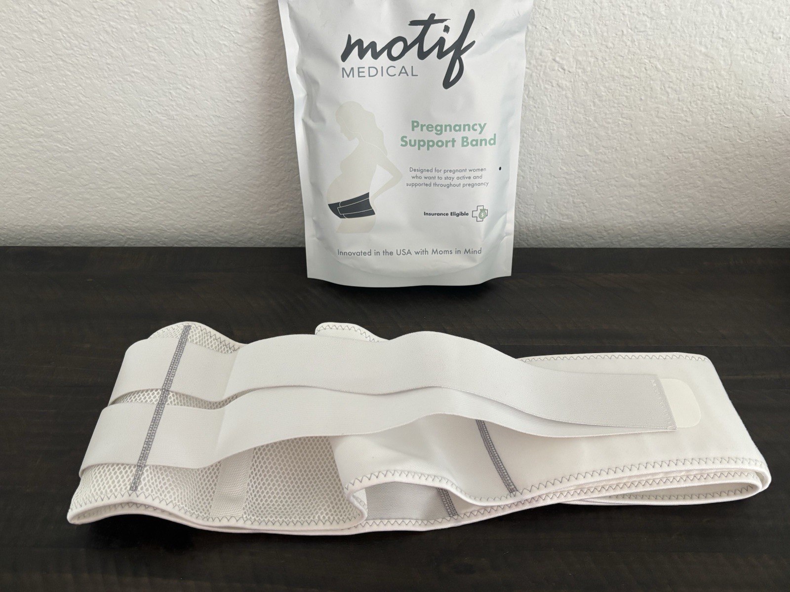 Motif Medical Pregnancy Support Band Adjustable Mesh Belly/Back Brace L White