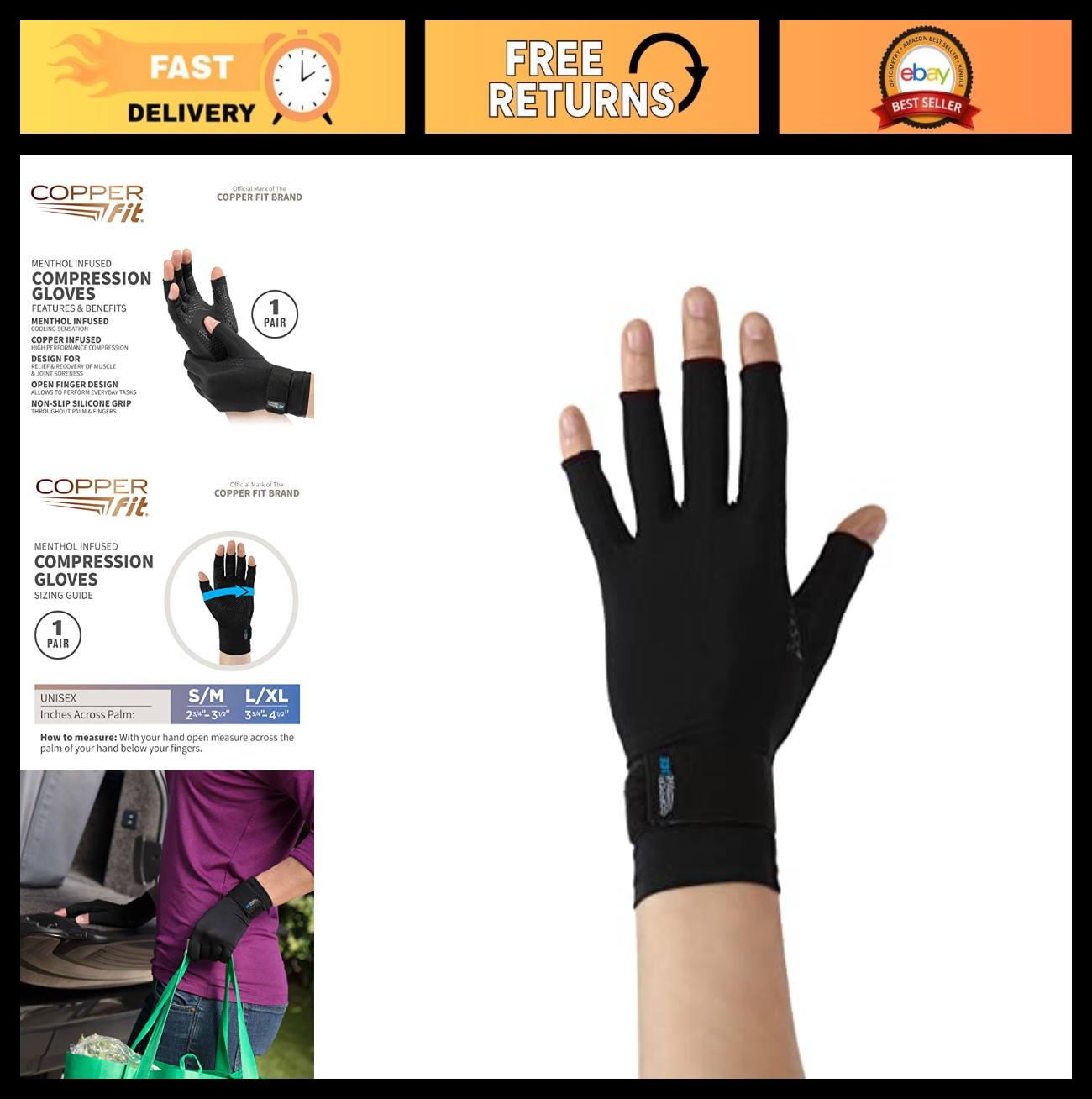 Unisex Ice Compression Gloves for Pain Relief, Arthritis & Sports Recovery