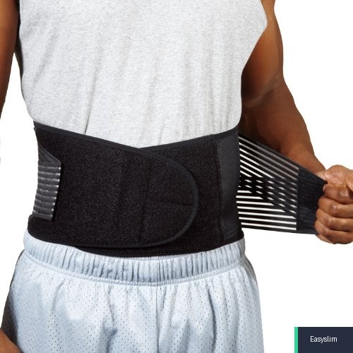 Back Support Large Black Neoprene 6 Steel Stays Thermal Compression