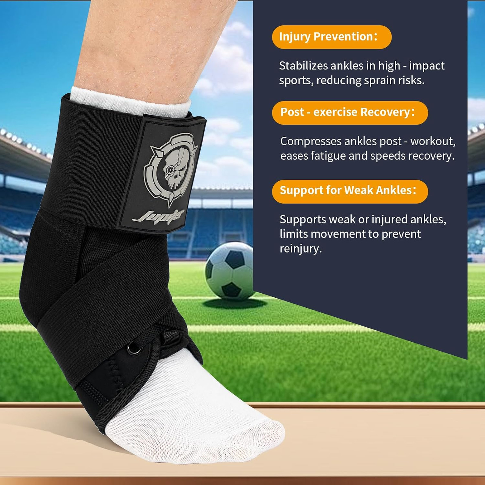 Ankle Brace for Sprained Ankles Men Women Neoprene Support Dual Springs Injury