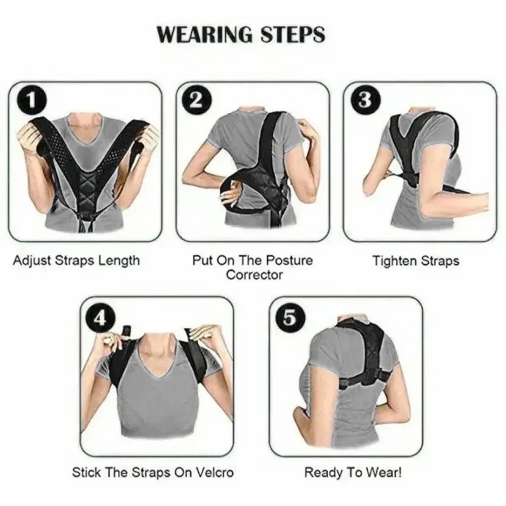 True Fit Posture Corrector Belt Adjustable Back Brace Straightener For Men Women