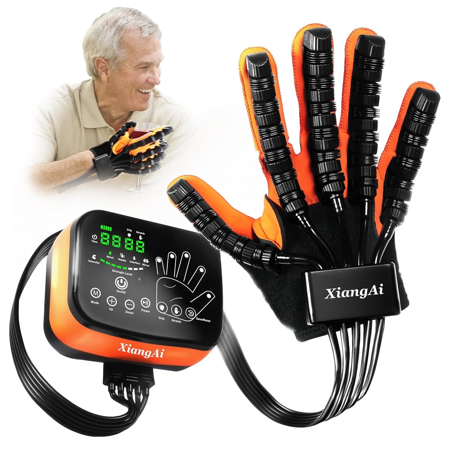 XiangAi Upgraded 6th Gen Rehabilitation Robot Gloves Therapy Rehab Right Hand XL