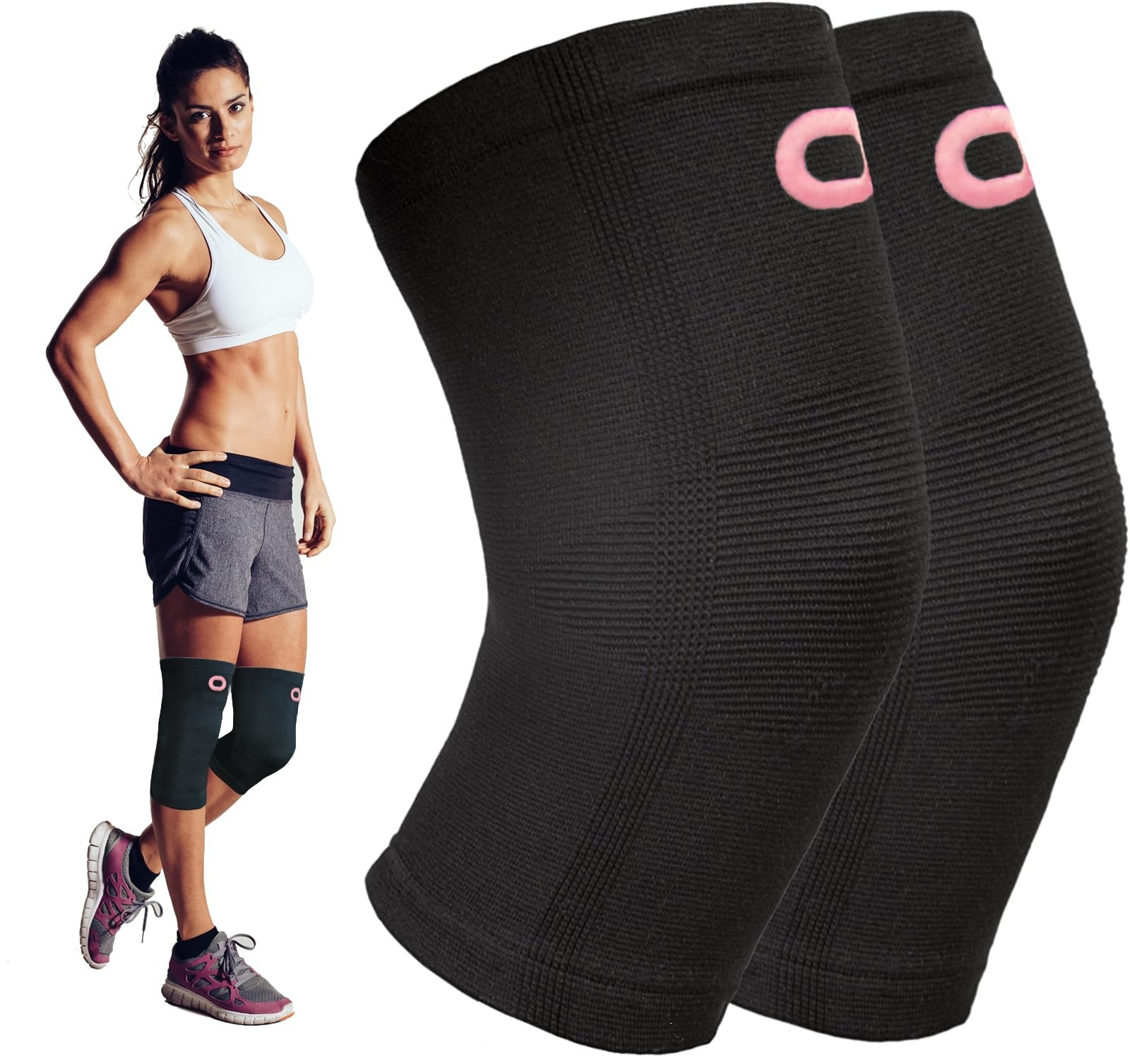 Knee Brace for X-Small (13.0-15.5″) Measure 3″ Above Kneecap, Black / Pink