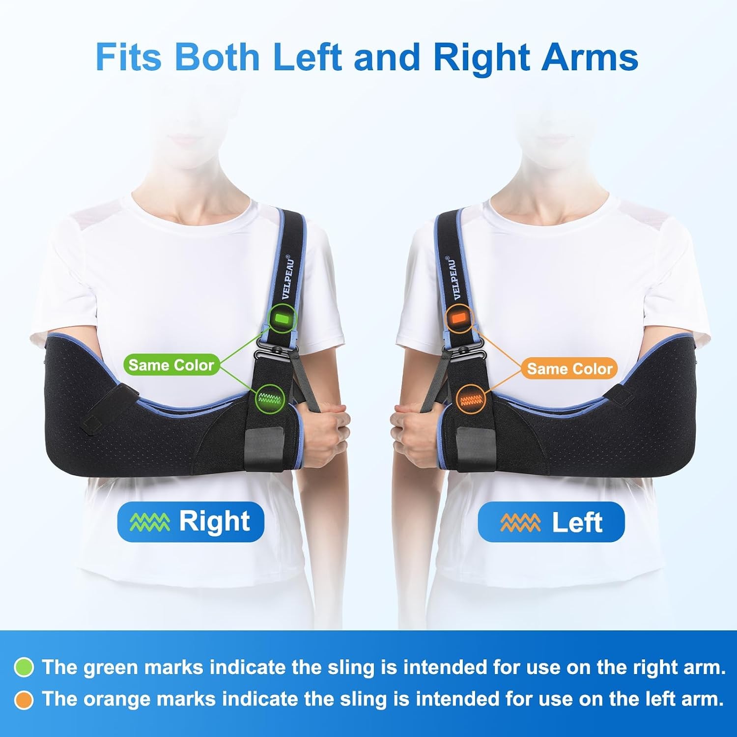 Velpeau Arm Sling Shoulder Immobilizer for Women and Men, fit Left or Right Arm