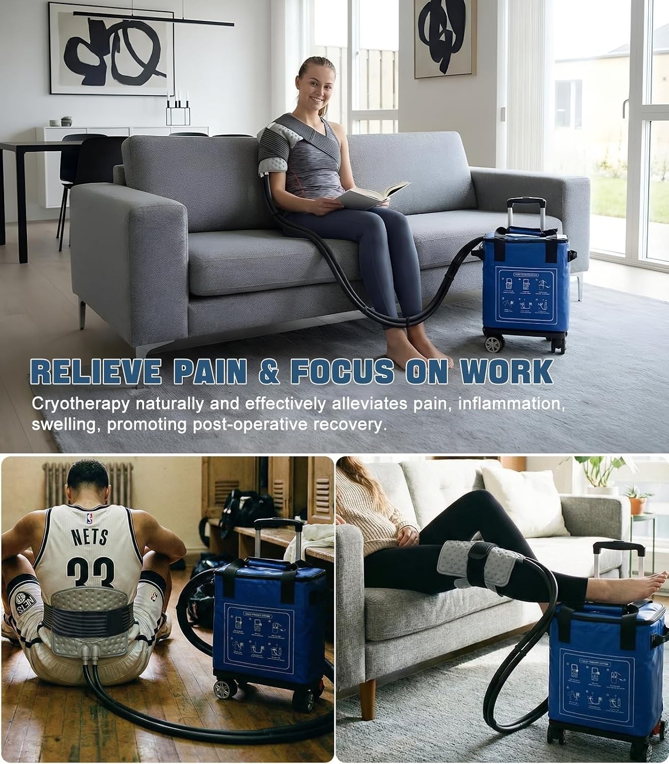 19Qt Cold Therapy Machine Knee Shoulder Hip Ankle Timer Remote Quiet Pump