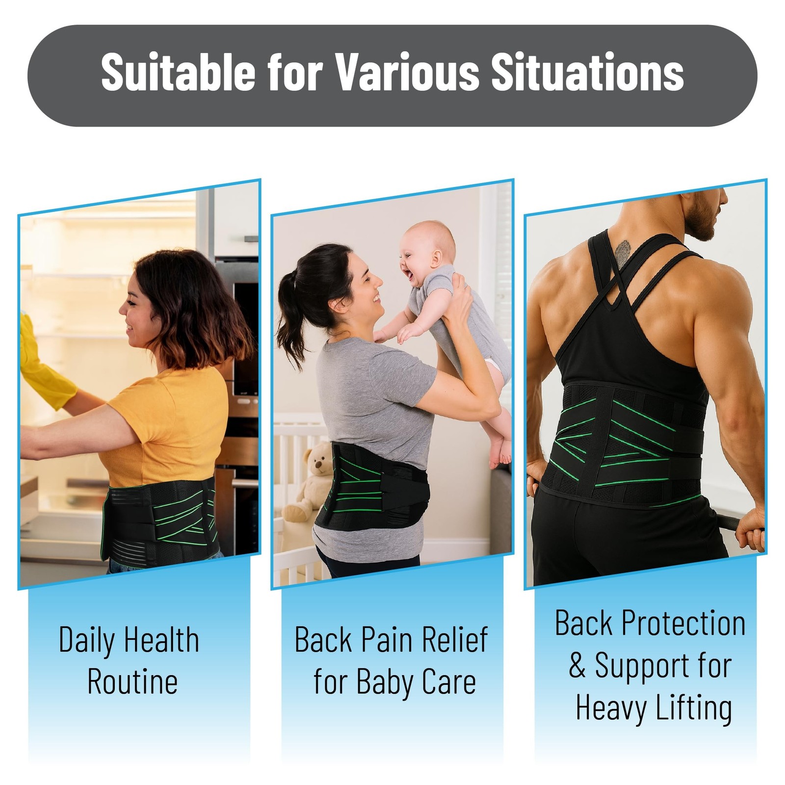 DR JK- Lower Back Brace with Lumbar Pad for Men and Women, XL, Back Brace for…
