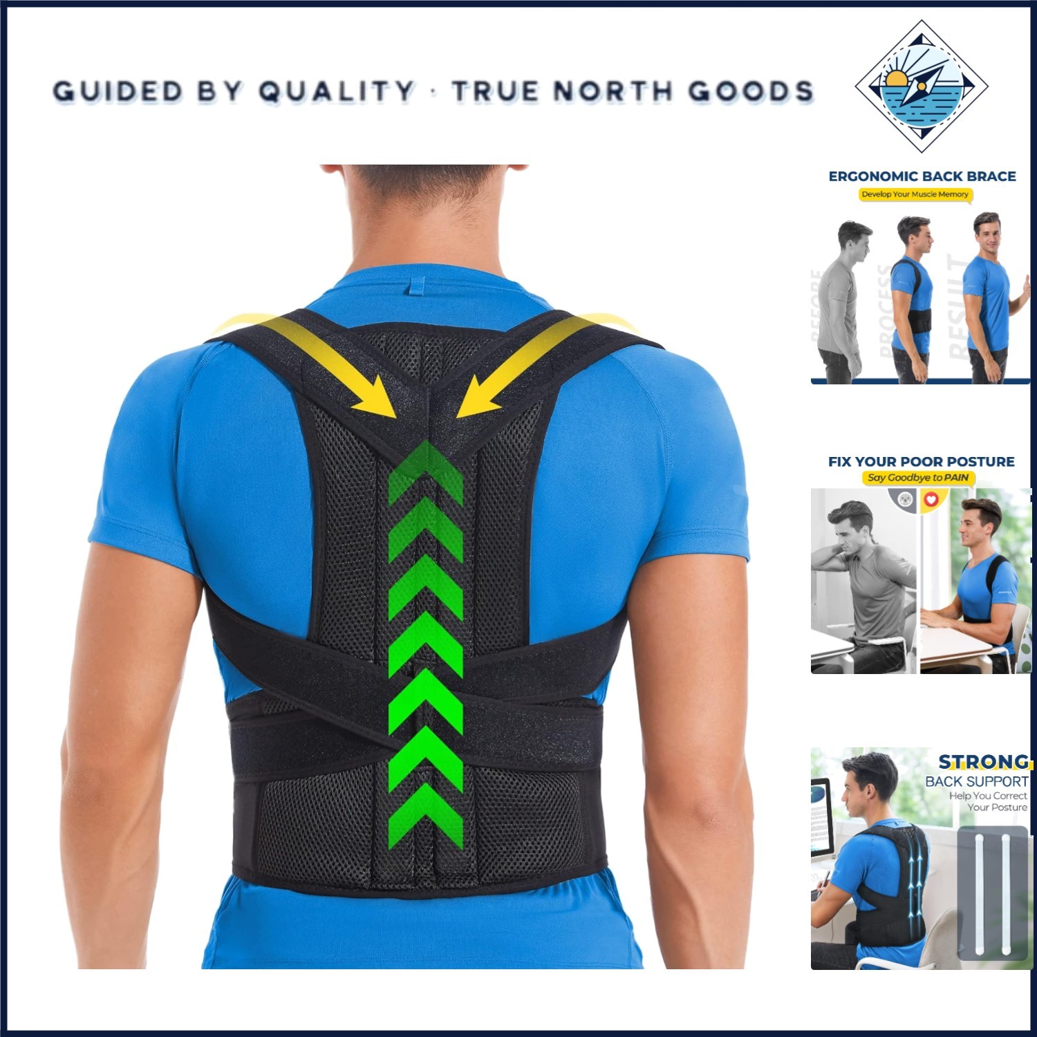 Adjustable Back Brace for Pain Relief and Improved Posture Support for Adults