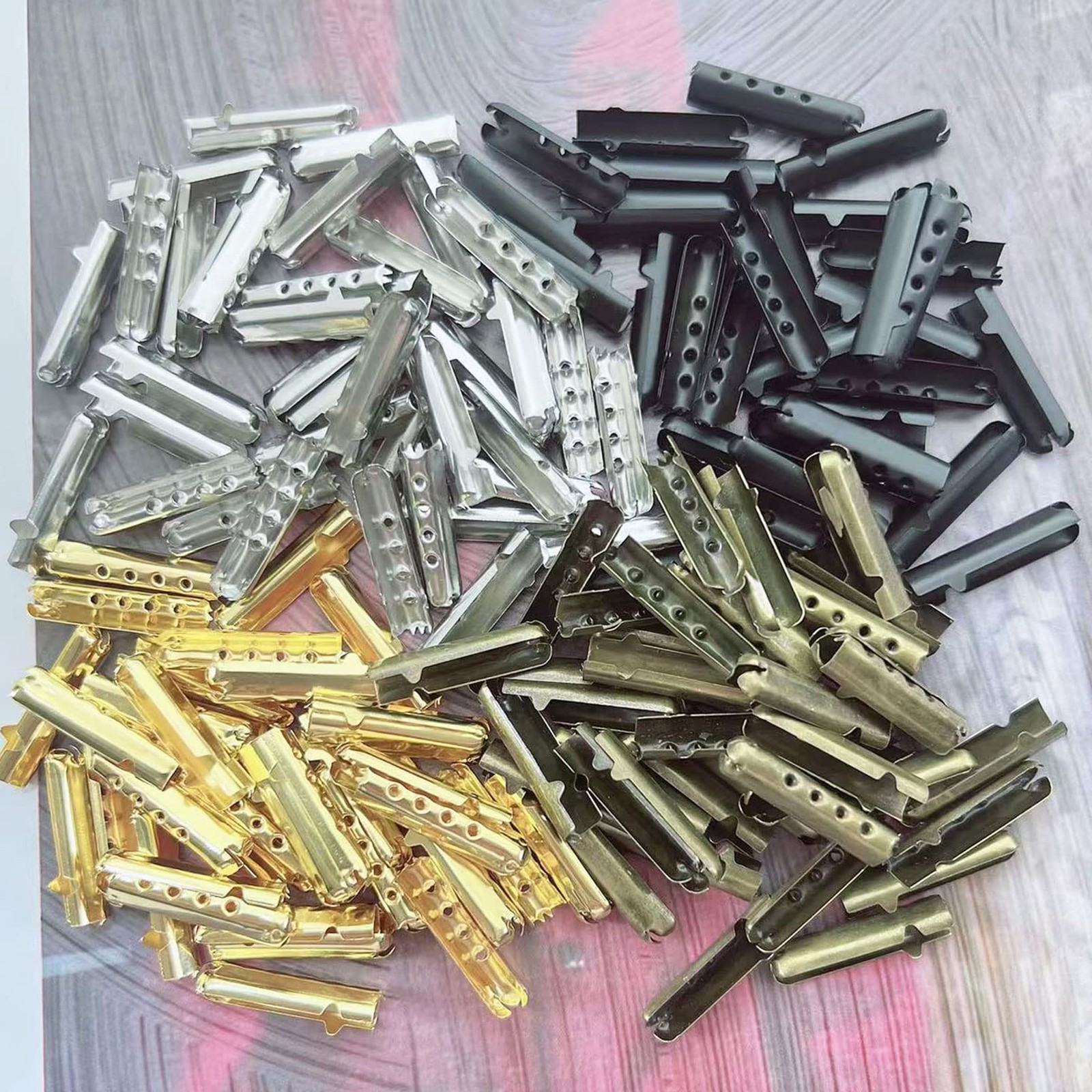 Metal Aglets 3 Holes Shoelaces Repair Tips Replacement 300 PCS 4 * 23 mm 4