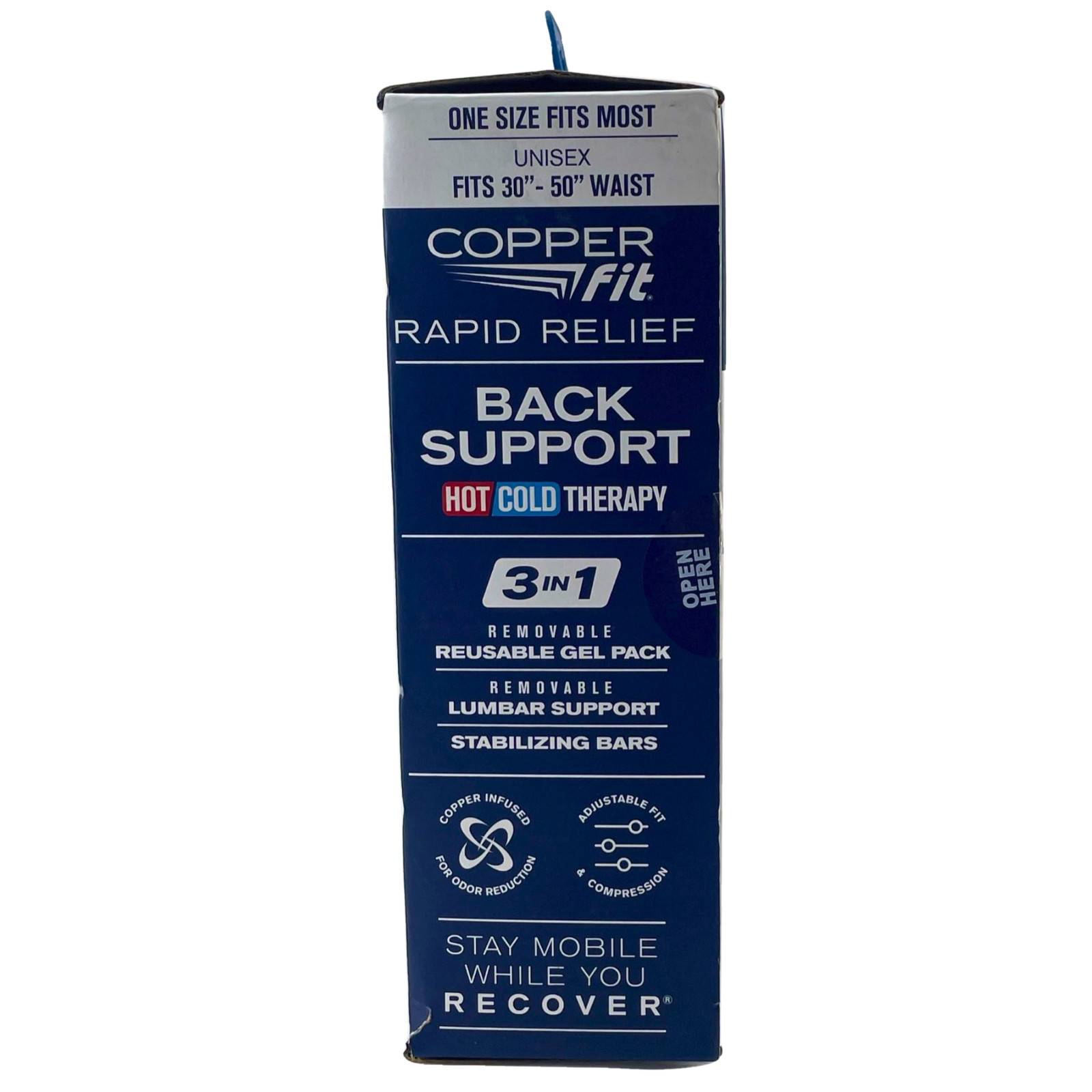 Copper Fit Rapid Relief Back Support Hot Cold Therapy Lumbar Support Fits 30-50