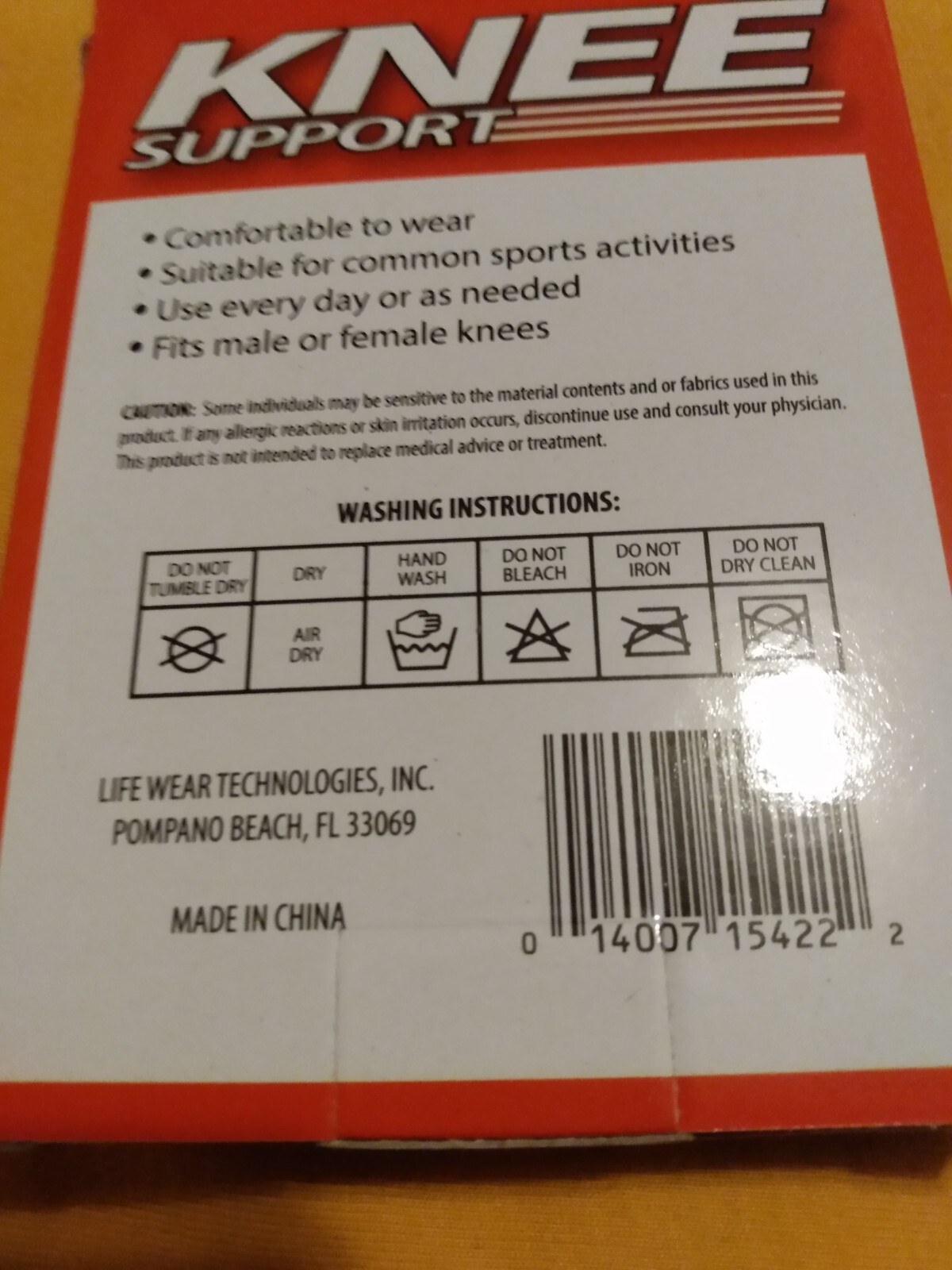 Knee Support Elastic Sleeve for left or right knees 1pc NEW in Original Box