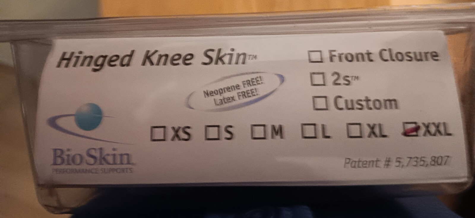 BioSkin – Hinged Knee Skin – Micro-fleese lining behind the knee – XXL #41305