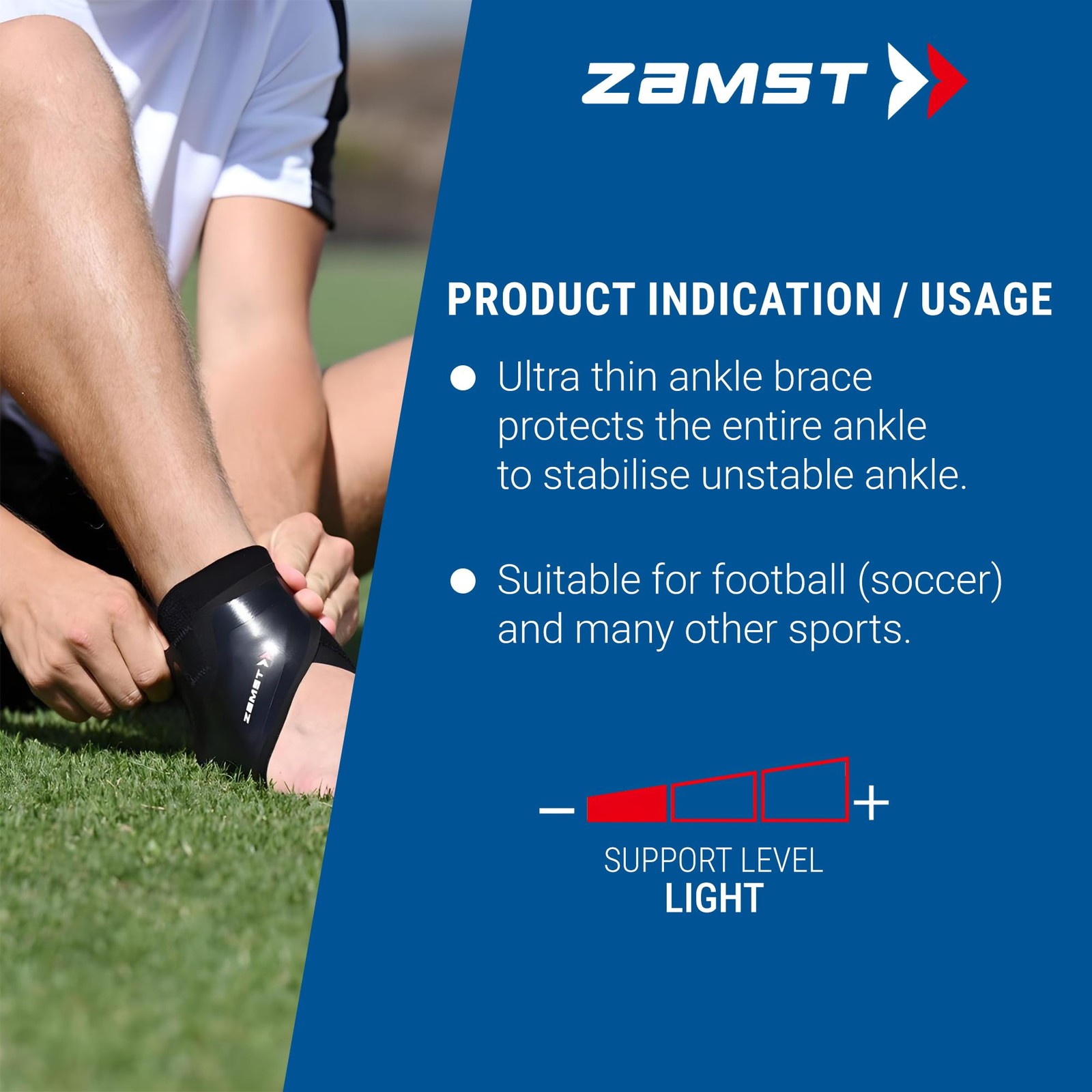 Zamst Filmista Ankle – Ultra-Thin Brace for Sport, Stabilizing Medium, Black
