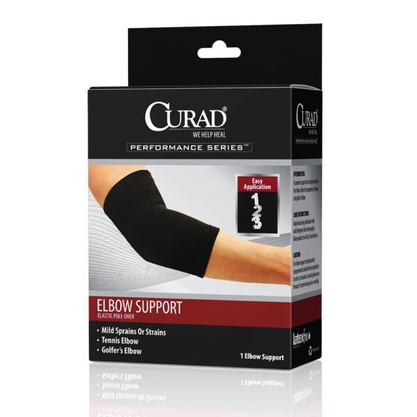 Curad Elastic Pull-Over Elbow Support Black X-LARGE